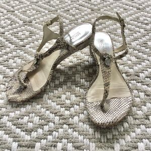 Michael Kors Snakeskin Wedge Thong Sandals